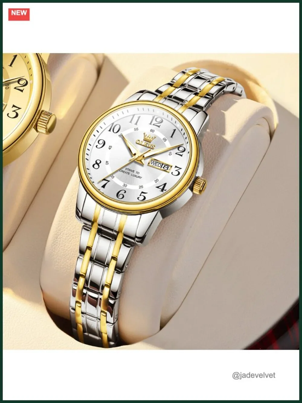 OLEVS Women's Stainless Steel Quartz Dress Watch with Date, 30M Water